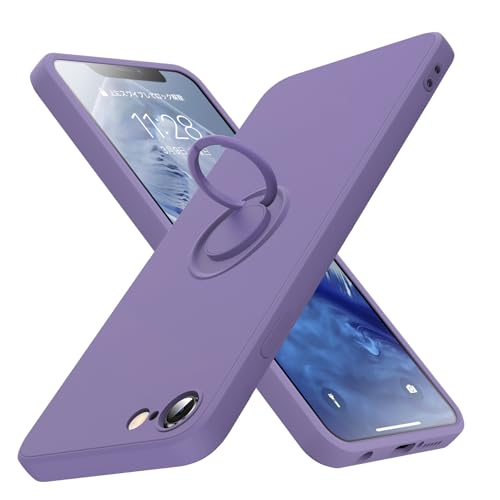iPhone SE ケース 第2世代 iPhone8 ケース iPhone7 リング付き ケース 耐衝撃tpu 薄型 シリコン カバー スリム 磨り表面 指紋防止カバー 柔らかい裏地 黄ばみなし レンズ保護 滑り止め 柔軟性 擦り傷防止 紫 送料無料