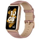 HUAWEI Band 7 バンド PUレザー素材 ベルト ソフト 柔軟性 ビジネス風 交換ベルト レディース&メンズ 革製ストラップ (ピンク) 送料無料