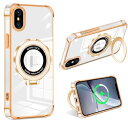 iPhone XS ケース クリア MagSafe対応 丸型スタンド付き マグネット搭載 iphone xs ケース 多機能Magsafeスタンド 縦横両対応 TPU バンパー メッキ加工 耐衝撃 ワイヤレス充電 車載ホルダー アイフォンxs 携帯ケース 送料無料(2)