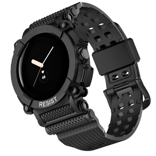 交換バンド Google Pixel Watch 2 バンド Google Pixel Watch バンド 交換ベルト スポーツバンド 一体型バンド 耐衝撃 TPU 二重構造 交換用 ベルト 軍用グレードの保護 傷防止 装着簡単 高級(ブラック)