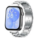 HuaWei Watch Fit 3 交換バンド ステンレス メタル おしゃれ 交換クイックリリースボタン アクセサリー ストラップ 替えベルト レディース & メンズ 交換ベルト ビジネス風 調整工具付き シルバー 送料無料