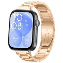 HuaWei Watch Fit 3 交換バンド ステンレス メタル おしゃれ 交換クイックリリースボタン アクセサリー ストラップ 替えベルト レディース & メンズ 交換ベルト ビジネス風 調整工具付き ローズゴールド 送料無料