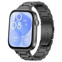 HuaWei Watch Fit 3 交換バンド ステンレス メタル おしゃれ 交換クイックリリースボタン アクセサリー ストラップ 替えベルト レディース & メンズ 交換ベルト ビジネス風 調整工具付き ブラック 送料無料