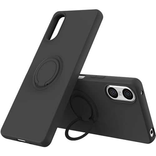 Sony Xperia 10 VI リング ケース ソニー エクスペリア 10 VI SO-52E / SOG14 リング スマホケース 携帯ストラップ スマホリング かわいい スマホ バンカーリング スマホカバー Xperia 10VI カバー (ブラック) 送料無料