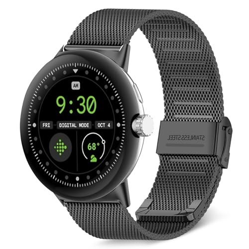 Google Pixel Watch 3 45mm バンド 金属ベルト ステンレス製 替えベルト 長さ調節可能 男女兼用 Google Pixel Watch 3 45 mm 交換バンド (ブラック) 送料無料