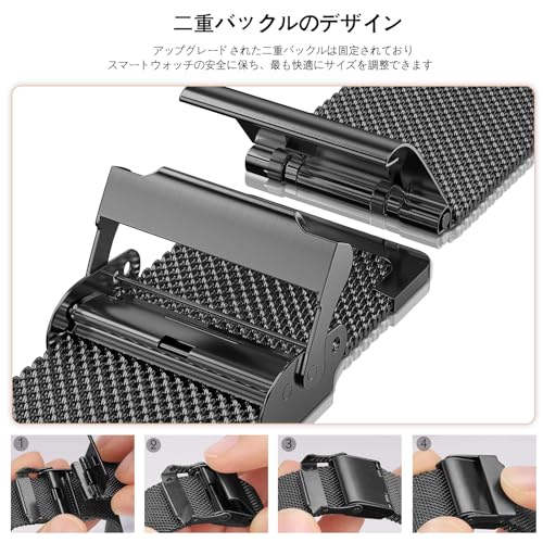 Google Pixel Watch 3 45mm バンド 金属ベルト ステンレス製 替えベルト 長さ調節可能 男女兼用 Google Pixel Watch 3 45 mm 交換バンド (ブラック) 送料無料