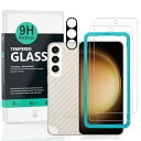 Galaxy S25+ 5G 6.7 保護フィルム ガラスフィルム 硬度 9H 強化ガラス カメラレンズプロテクター 1 枚付き 背面カーボンファイバーフィルム 1 枚 傷防止 送料無料