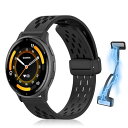 22mm 時計バンド Garmin Venu 3 / Garmin Venu 2 / Garmin vivoactive 4 / Garmin Active対応 交換バンド スポーツバンド 交換ベルト 換えバンド 調節可能 通気性 柔らかい コンパチブル Garmin erunner 265 / erunner 255 バンド (ブラック) 送料無料(2)