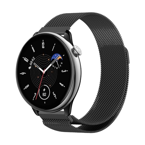 Amazfit GTR Mini 交換バンド ステンレス 磁気付き スポーツバンド マグネット式 おしゃれ 調節可能 交換ベルト ストラップ Amazfit GTR Mini (ブラック) 送料無料