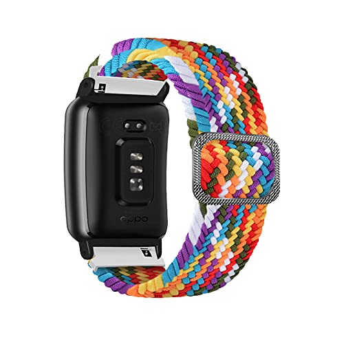 OPPO Watch Free バンド 交換ベルト サイズ調節可能 編組バンド ナイロン製 弾力性 皮膚にやさしい 軽量 コンパチブル OPPO Watch Free バンド 虹色 送料無料