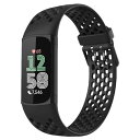 Fitbit Charge 6 / Fitbit Charge 5 シリコン ストラップ ループ スポーツバンド 時計ベルト 柔らかい 防水性 耐汗性 耐久性 調節可能 軽量 多孔 通気性 交換ベルト 交換 バンド Fitbit Charge 6 / Fitbit Charge 5 (ブラック) 送料無料(2)