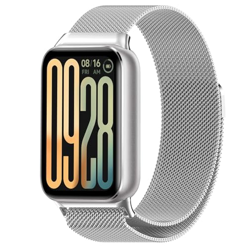 Xiaomi Redmi Watch 5 / Redmi Watch 4 / Xiaomi Smart Band 9 Pro / Smart Band 8 Pro バンド 磁気 交換ベルト ステンレス バックル付き 時計ストラップ 軽量 Redmi Watch 5 金属バント コンパチブル Xiaomi Band 9 Pro / Band 8 Pro 交換バンド (シルバー) ...