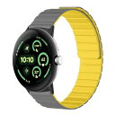 交換バンド Google watch 3 45mm 磁気付き 替え柔らしいシリコン スポーツ 腕時計バンド 長さ調節可能 耐久性 防水 男女兼用 交換ベルト コンパチブル Google watch 3 45mm (グレー / イエロー) 送料無料(2)