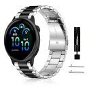 Garmin Vivoactive 6 交換バンド 20mm ステンレス 金属バンド 交換ベルト 替えストラップ 防錆 調整器具付き ビジネス風 男女兼用 Garmin Vivoactive 6 - ブラック + シルバー 送料無料(2)