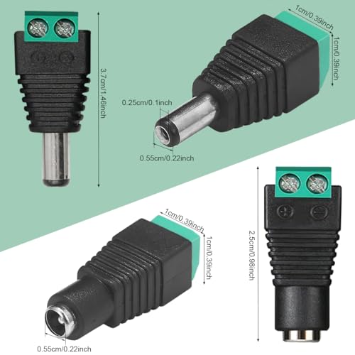 5.5mm x 2.5mm DC 12V 電源コネクタ オスメス 電源ジャック プラグ アダプタ ドラ...