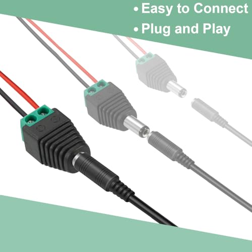 5.5mm x 2.5mm DC 12V 電源コネクタ オスメス 電源ジャック プラグ アダプタ ドラ...