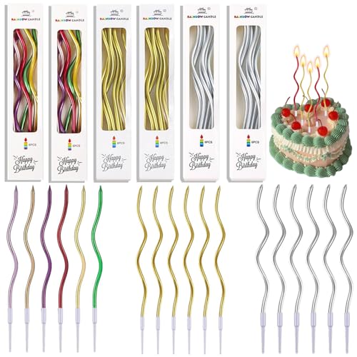 誕生日キャンドル うねうねキャンドル 螺線形の蝋燭 6箱セット ろうそく ケーキ飾り 記念日キャンドル ..
