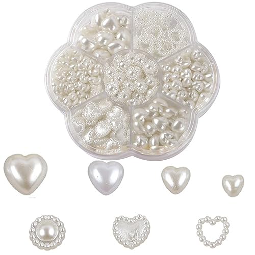 送料無料 ネイルパーツハート 約460個 パール 半円 ハート型 ネイルパール 大きめネイルアートネイル パール 底平 DIY ネイルストーン ストーン ハン ...
