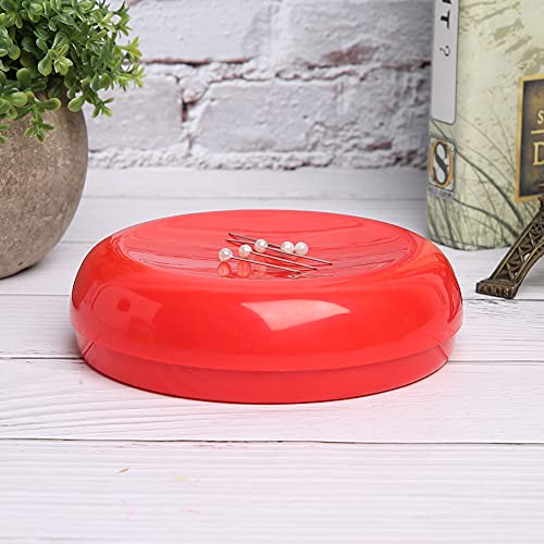 ミシン ピンホルダー マグネット 磁石付き ミシン針 ホルダー 収納ケース 耐久性と実用性 (赤)