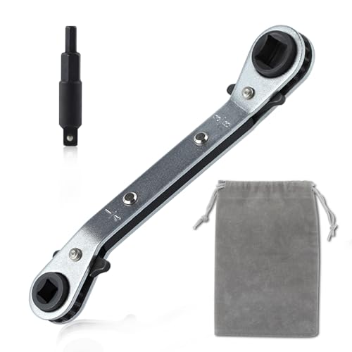 バルブキーレンチ 四角 リバーシブルラチェットレンチ アングルラ フレックス アダプター付き 4サイズ..