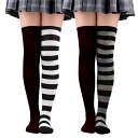 2足セット ニーハイソックス レディース 無地 & ストライプ ロングブーツストッキング 靴下 自由な組み合わせ カジュアル ハイソックス レッグウォーマー ロングソックス cosplay 通勤用 送料無料