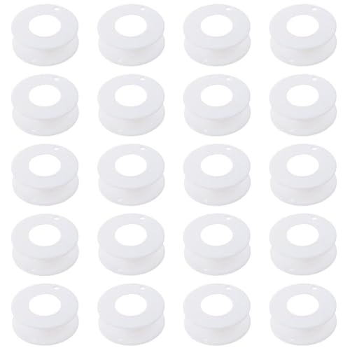 ボビンケース 2.16*0.78 インチ 白空スプールラウンドエンドプラスチックリボンワイヤー織りボビン糸工芸縫製用 20個セット