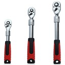 伸縮式ラチェットセット 伸長式ラチェットセット 1/4' 3/8' 1/2' ラチェットハンドル 伸縮ロングハンドルソケットラチェットセット ラチェットソケット...