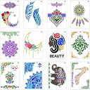 描画テンプレート 12枚セット 花 ボーダー 洗濯可能 再利用可能な 木製壁アート デザイン用 ペイント テンプレート 絵描き道具 DIY 花 羽 月 象 曼荼羅 ステンシル 手帳用テンプレート 絵画塗装道具 送料無料