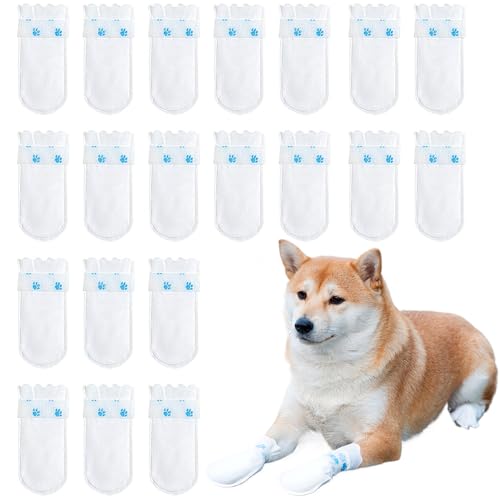 犬 靴 犬用靴下 犬用シューズ 犬用使い捨てブーツ 犬靴 ドッグブーツ 散歩脱げない 肉球保護 傷防止 防水 汚れ防止 調節可能 猫 犬用 小型犬 中型犬 お出かけ お散歩 履かせやすい（M）20枚セット