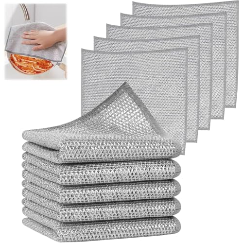 食器洗い ふきん 金属ワイヤーふきん 10枚 食器拭き 油汚れクロス タオル ワイヤー食器洗いタオル 食器用雑巾 傷を着けずに 耐久性 ボトル洗浄 多目的 家庭用 業務用 (単層) 送料無料