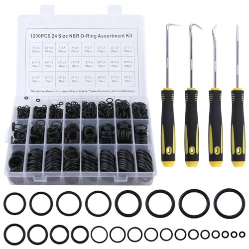 Oリング セット 24種 径6-28mm 1200個入り ピックフックセット 4種セット ゴムオーリングセット オーリ..