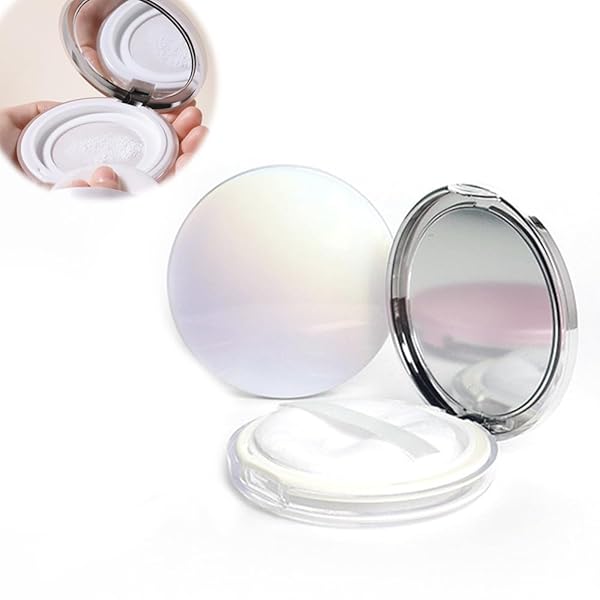 超薄い鏡付き パウダーケース フェイスパウダーケース 詰替え容器 パウダー容器 鏡付きクリアルース コスメ ケース 鏡付きクリアルース スパウダーケース 手作り...