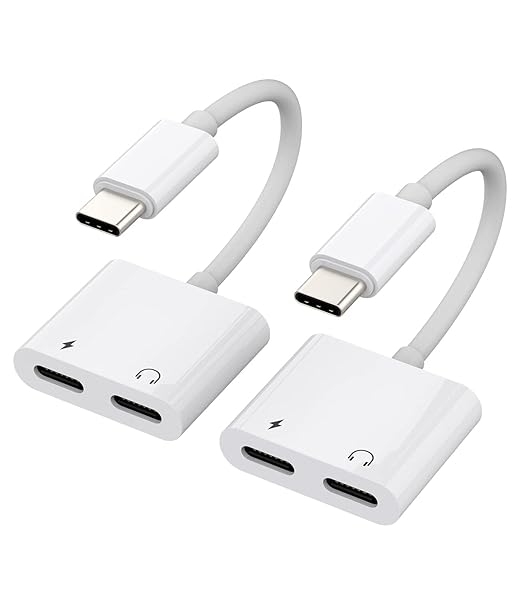 タイプc イヤホンジャック 変換器 2in1 同時 きゅうそく充電 分岐 アダプタ (2パック) Apple iPhone15 Pro Max Plus Ipad オーディオ USB C DAC アダプター ヘッドフォン 接続 ケーブル コネクタ Type-c Aux 急速充電器二股延長変換機ドあだぷたータブレット ...