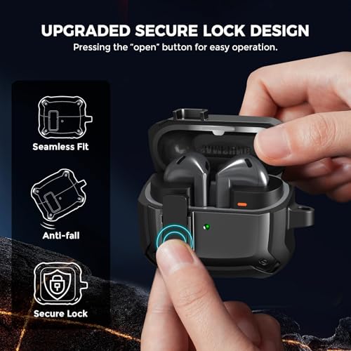 Samsung Galaxy Buds3およびGalaxy Buds3 Pro (2024) ケース セキュアロッククリップ付き 耐衝撃フルプロテクトスキンケースカバー クリーナーキット付き Samsung Galaxy Buds3シリーズと互換性あり
