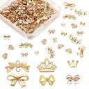 レジン封入物 王冠 蝶結び メタルパーツ ミックス 封入素材 合金UVレジン デコパーツ ネックレス ジュエリー用 DIY ハンドメイド パーツ アクセサリーパーツ 手作り 6種類 180個 送料無料