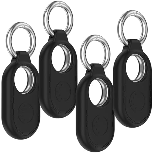 Galaxy SmartTag2 ケース シリコン 保護ケース ブラック Galaxy SmartTag 2 トラッカー シリコン材質 リング式 軽量 防衝撃 薄型 紛失防止 擦り傷防止 滑り止め 全身保護 Smart Tag2 カバー バンパー (ブラック) [4枚セット] 送料無料