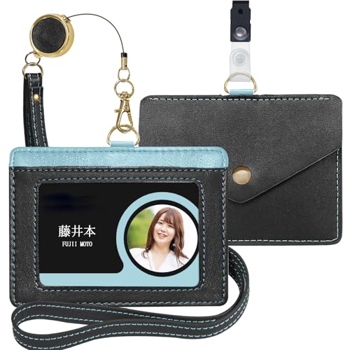 ID カードホルダー ネームホルダー 本革 横型 両面用 社員証 名札入れ 定期入れ パスケース カードケー..