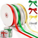 クリスマス リボン ラッピング 4巻 サテンリボン 幅10mm 総長約180mクリスマス ラッピング リボン 手芸 プレゼント ラッピング 包装 リース 装飾