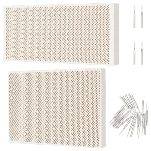 耐火れんが 2個 163x72x13mm / 134x93x13mm ニードル20本付き 長方形 ハニカムブロック 耐火ブロック ..