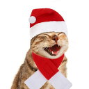 猫服 クリスマス コスチューム 帽子 マフラー 2点セット Mサイズ サンタクロース服 パーティー 衣装 冬 暖かい 防寒 可愛い 送料無料