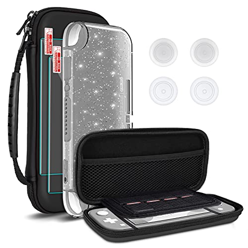 Switch Lite対応 バッグセット (収納バッグ*1+キラキラTPUカバー+ガラスフィルム*2 +親指キャップ*4) かわいいEVA素材 ナイロン素材 保護ケース 小物収納バッグ 大容量 耐衝撃 キズ防止 持ち運び便利 防塵 防汚 旅行用 ブラック Switch Lite対応 バッグセット (収納バッグ*1+キラキラTPUカバー+ガラスフィルム*2 +親指キャップ*4) かわいいEVA素材 ナイロン素材 保護ケース 小物収納バッグ 大容量 耐衝撃 キズ防止 持ち運び便利 防塵 防汚 旅行用 ブラック