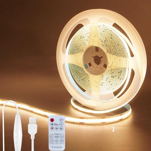 ơץ饤 5V COB LED ȥåץ饤 ⡼Ĵåդ 5M  3000K LED320/M 8mm ...
