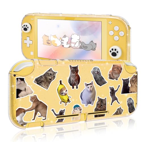 Switch Lite ケース 猫meme スイッチライト 半透明 Switch Liteカバー 全面保護 軽薄量 滑り止め 汚れ防止 耐衝撃 着脱簡単 TPU製 アナログスティックカバー 可愛い猫爪肉球 耐久性 手触り良い キラキラ 送料無料