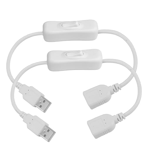 2個 5V USBオン/オフスイッチ (USBオス メスコネクタ付き ホワイト) 22AWGワイヤー 開閉が簡単 PC テレ..