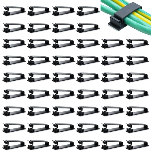 ケーブルクリップ ケーブル 固定クリップ 50個セット 自己接着ケーブル クリップ 22mm /0.86 in 黒色 耐久性 電線 整理 テレビ PC ノートパソコン イーサネット デスクトップ 家庭 オフィス向け 送料無料