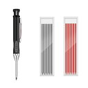 大工用鉛筆 1本 黒い 赤い色替え芯合計2色12本付き 2.8mm 墨付け すみつけ シャープペンシル 建築用 シャーペン シャープナー内蔵 大工/建築/木工/...