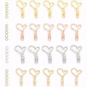 ハート型キーホルダー金具 20個セット アクセサリーパーツ ワンタッチ回転リング ワンタッチ開閉 耐久性 錆びにくい ハンドメイド用 DIY素材 バッグチャーム...