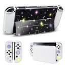 Switch OLED用ケース スイッチ有機elカバー 有機elモデルケース 分離式カバー 超軽量 耐衝撃 傷つけ防止 全面保護 取り外し簡単 キラキラ 紫 星 送料無料