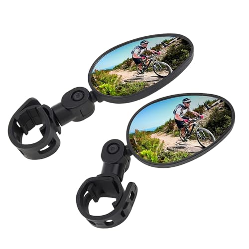 自転車用バックミラー 2個セット 360°回転 取り付け簡単 凸面鏡 広視野角 防爆ガラス サイクリングミラ..