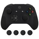 Xbox One X / S 対応 ソフト アンチスリップ シリコンカバー & サムグリップ キャップ 保護ケース ブラック